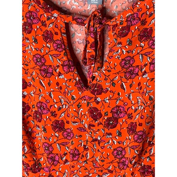 Old Navy Dress Womens Maternity Medium Floral Mini Boho Orange Pink Casual Work - Picture 6 of 12
